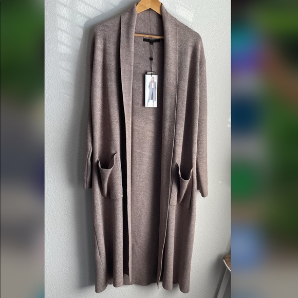 MaxSport Long Cardigan Duster Sand Nude Large - Picture 2 of 11